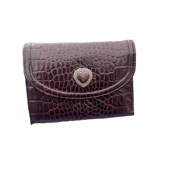 Brighton Brown/Burgundy Colored Trifold Compact Wallet - Picture 1 of 12